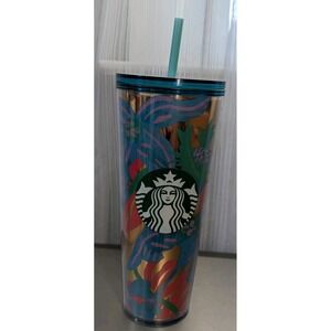 Starbucks Summer 2022 Forest Dream Aqua Terra Floral‎ 24oz Tumbler Cold Cup